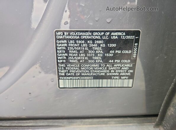 1V2DNPE89PC008843 2023 VOLKSWAGEN ID.4 Gray VIN კოდის სტიკერის ხედი