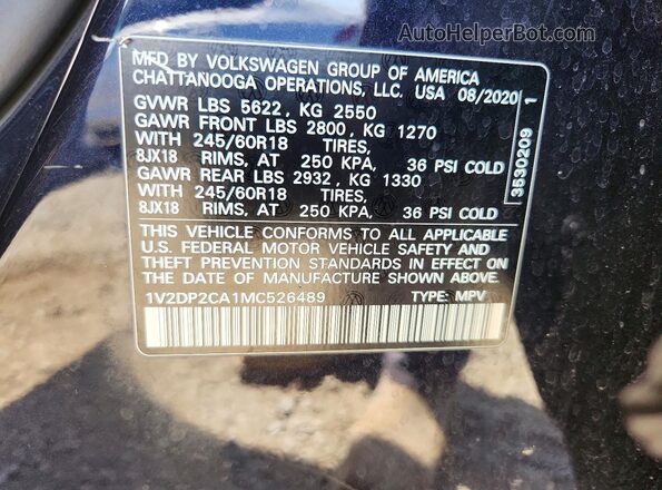 1V2DP2CA1MC526489 2021 VOLKSWAGEN ATLAS Black VIN կոդի պիտակի տեսք