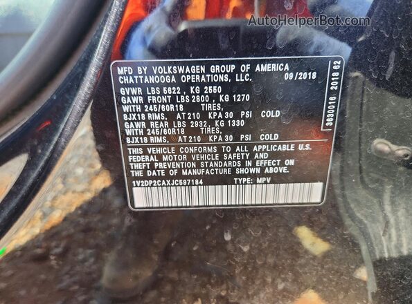 1V2DP2CAXJC597184 2018 VOLKSWAGEN ATLAS Black VIN კოდის სტიკერის ხედი