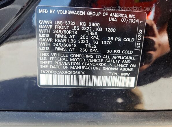 1V2DR2CAXRC606990 2024 VOLKSWAGEN ATLAS Black VIN sticker view