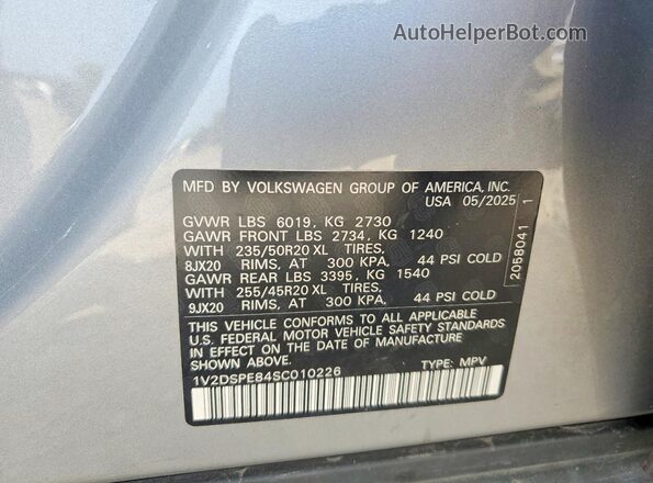 1V2DSPE84SC010226 2025 VOLKSWAGEN ID.4 Silver Widok komory silnika