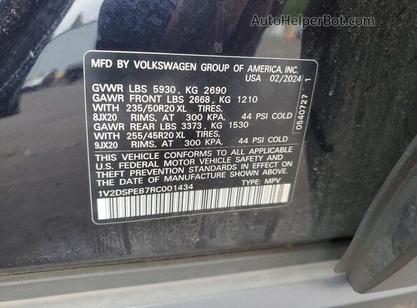 1V2DSPE87RC001434 2024 VOLKSWAGEN ID.4 Black VIN sticker view
