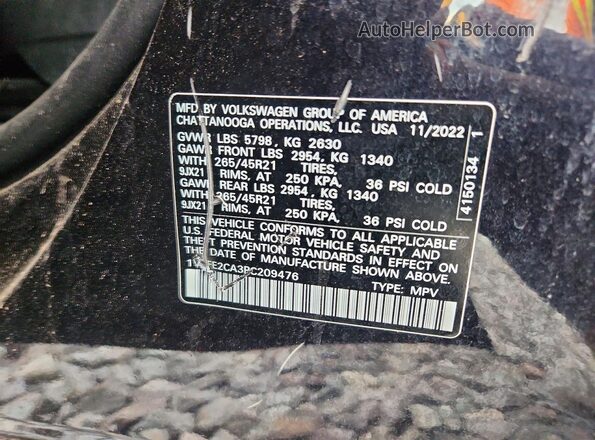 1V2FE2CA3PC209476 2023 VOLKSWAGEN ATLAS Black Engine compartment view