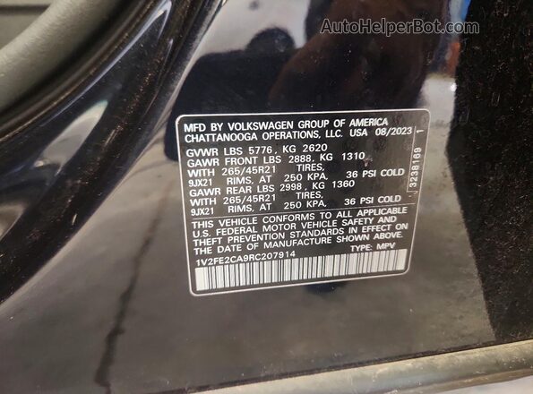 1V2FE2CA9RC207914 2024 VOLKSWAGEN ATLAS Black Widok naklejki z numerem VIN