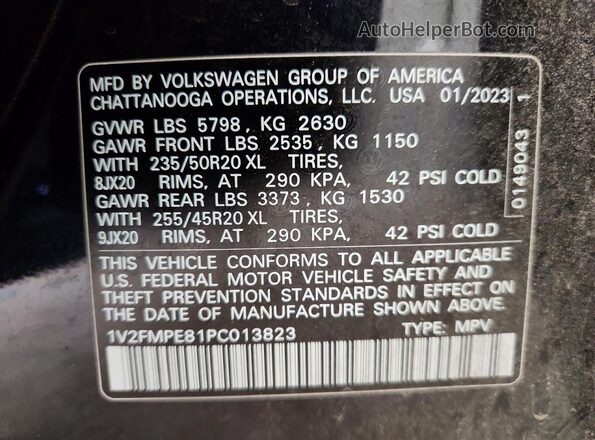 1V2FMPE81PC013823 2023 VOLKSWAGEN ID.4 Black VIN կոդի պիտակի տեսք