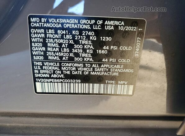1V2GNPE86PC003239 2023 VOLKSWAGEN ID.4 Gray VIN sticker view