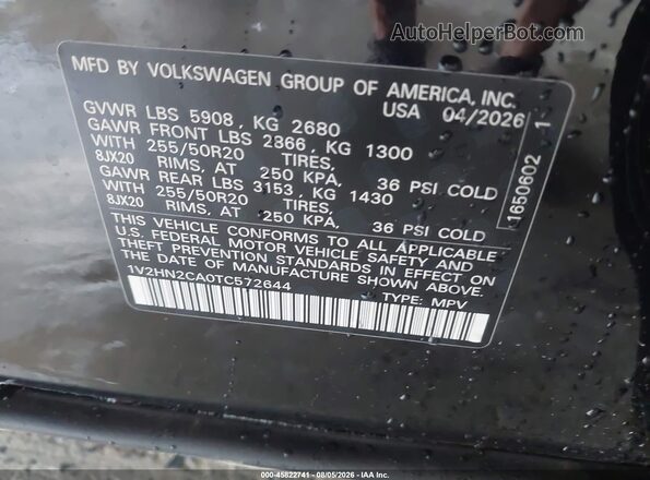 1V2HN2CA0TC572644 2026 VOLKSWAGEN ATLAS Black Вид підкапотного простору