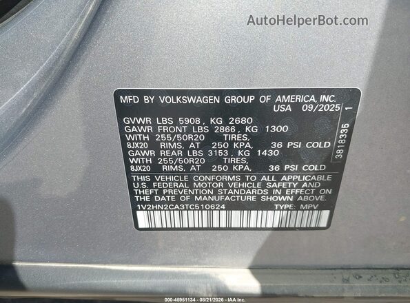 1V2HN2CA3TC510624 2026 VOLKSWAGEN ATLAS Silver Вид підкапотного простору