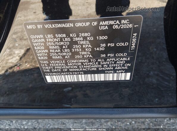 1V2HN2CA6TC579775 2026 VOLKSWAGEN ATLAS Черный Вид подкапотного пространства