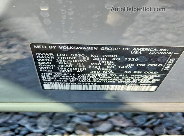 1V2HR2CA0SC523642 2025 VOLKSWAGEN ATLAS Gray Widok naklejki z numerem VIN