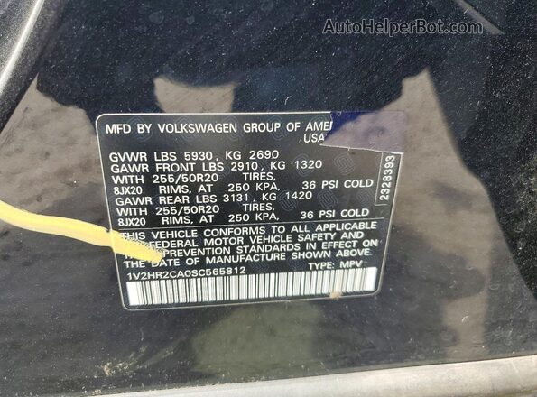1V2HR2CA0SC565812 2025 VOLKSWAGEN ATLAS Black Widok naklejki z numerem VIN