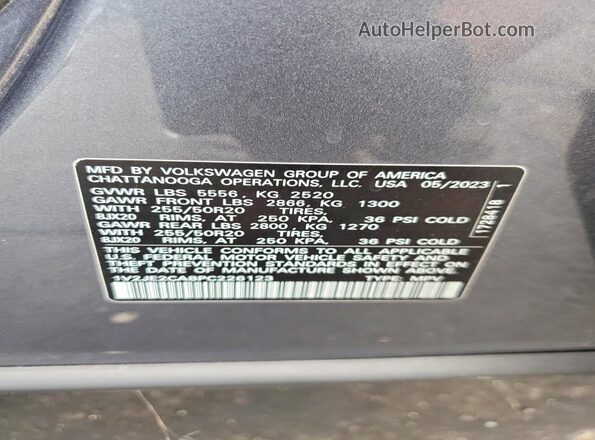 1V2JE2CA8PC226123 2023 VOLKSWAGEN ATLAS Gray Vista de la etiqueta del VIN