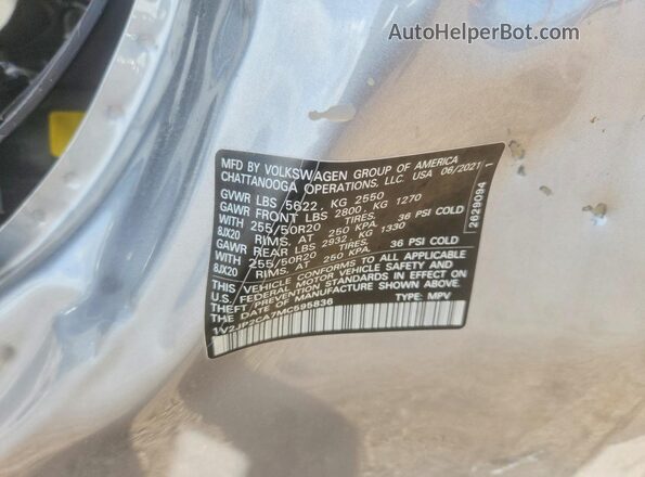 1V2JP2CA7MC595836 2021 VOLKSWAGEN ATLAS Silver VIN sticker view