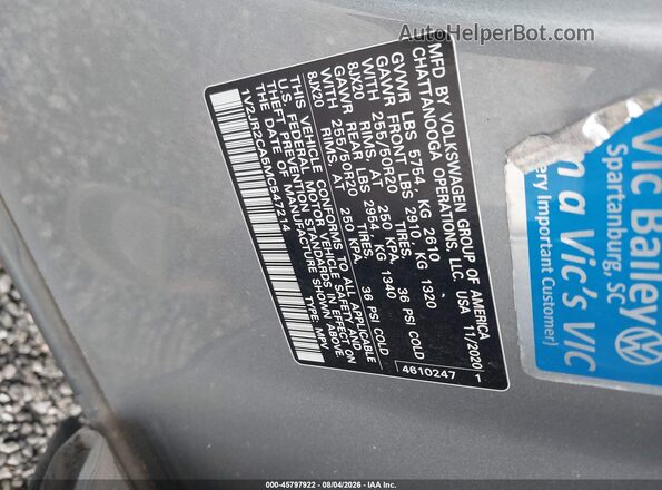 1V2JR2CA5MC547214 2021 VOLKSWAGEN ATLAS Серебряный Вид подкапотного пространства
