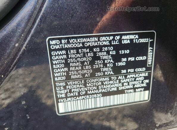 1V2JR2CA6PC520530 2023 VOLKSWAGEN ATLAS Black Widok wnętrza 360 stopni