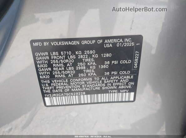 1V2JR2CA7SC529228 2025 VOLKSWAGEN ATLAS Silver Widok komory silnika