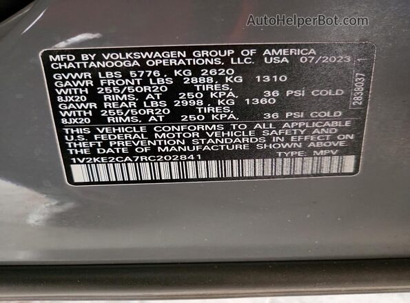 1V2KE2CA7RC202841 2024 VOLKSWAGEN ATLAS Gray 