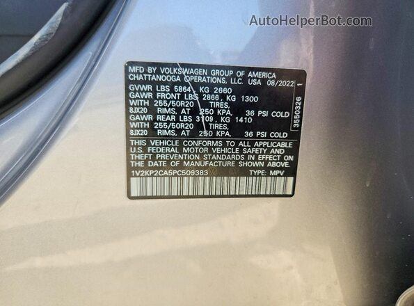 1V2KP2CA5PC509383 2023 VOLKSWAGEN ATLAS Gray Widok naklejki z numerem VIN