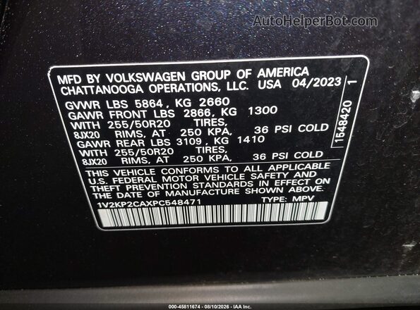 1V2KP2CAXPC548471 2023 VOLKSWAGEN ATLAS Black Widok komory silnika