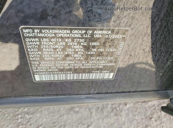 1V2KR2CA1PC531293 2023 VOLKSWAGEN ATLAS Black VIN sticker view