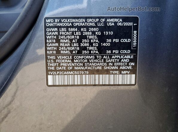 1V2LP2CA6MC507979 2021 VOLKSWAGEN ATLAS Gray Vista del compartimento del motor