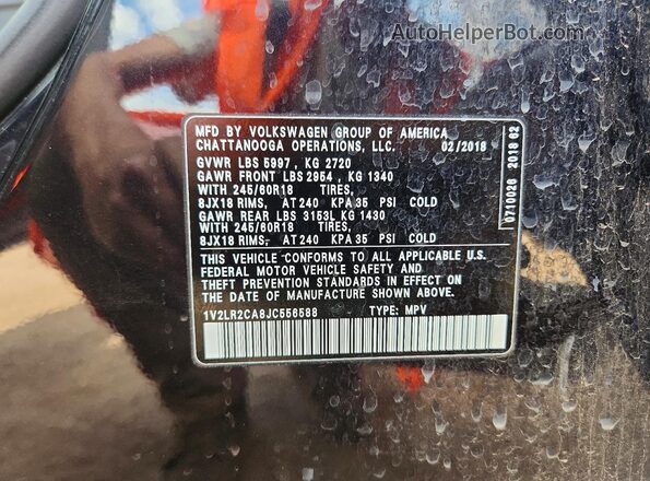 1V2LR2CA8JC556588 2018 VOLKSWAGEN ATLAS Black Vista del compartimento del motor