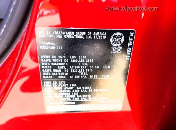 1V2MC2CA6LC202061 2020 VOLKSWAGEN ATLAS Red Սալոնի 360 աստիճան տեսք