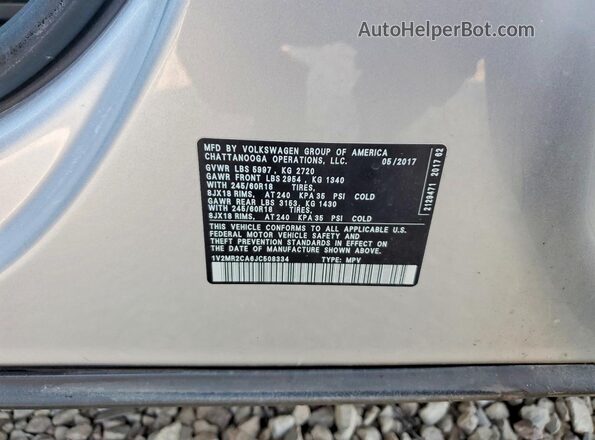 1V2MR2CA6JC508334 2018 VOLKSWAGEN ATLAS Silver Widok wnętrza 360 stopni