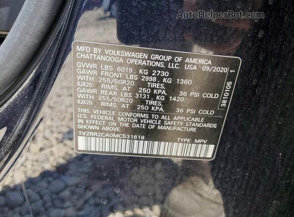 1V2RR2CA0MC531618 2021 VOLKSWAGEN ATLAS Black Вид підкапотного простору