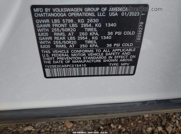 1V2SE2CA5PC215410 2023 VOLKSWAGEN ATLAS White Շարժիչի բաժամունքի տեսք