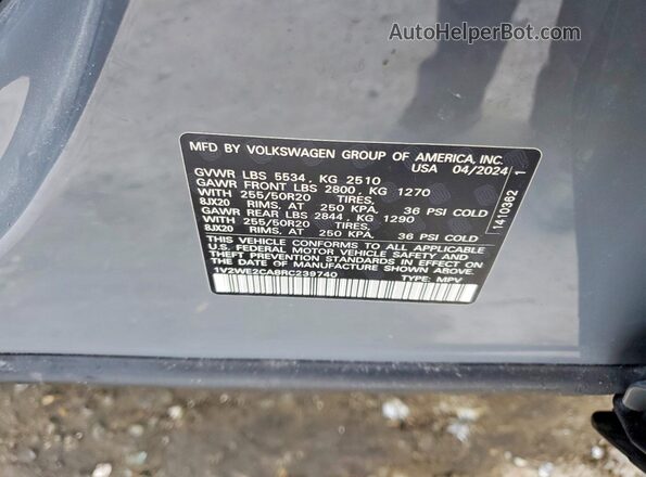 1V2WE2CA8RC239740 2024 VOLKSWAGEN ATLAS Gray Widok naklejki z numerem VIN