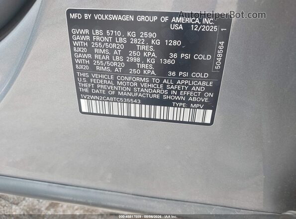 1V2WN2CA8TC535543 2026 VOLKSWAGEN ATLAS Black Շարժիչի բաժամունքի տեսք