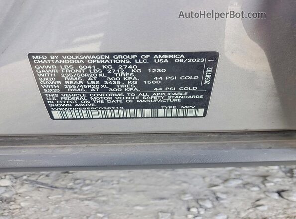 1V2WNPE85PC036213 2023 VOLKSWAGEN ID.4 Silver Вид наклейки з VIN-кодом