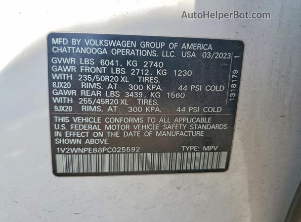 1V2WNPE86PC025592 2023 VOLKSWAGEN ID.4 White VIN sticker view