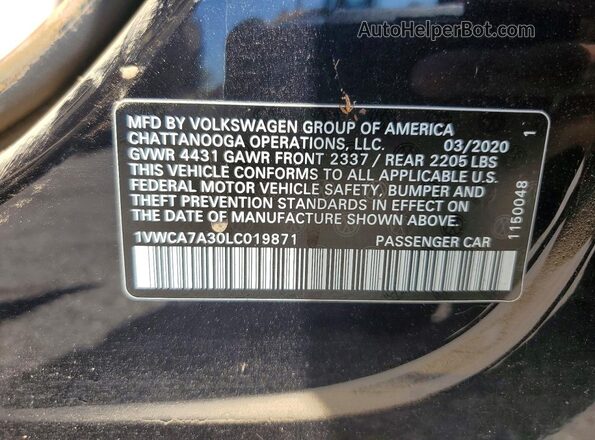 1VWCA7A30LC019871 2020 VOLKSWAGEN PASSAT Black Widok komory silnika