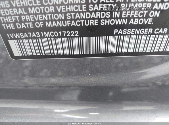1VWSA7A31MC017222 2021 VOLKSWAGEN PASSAT Серый Вид подкапотного пространства