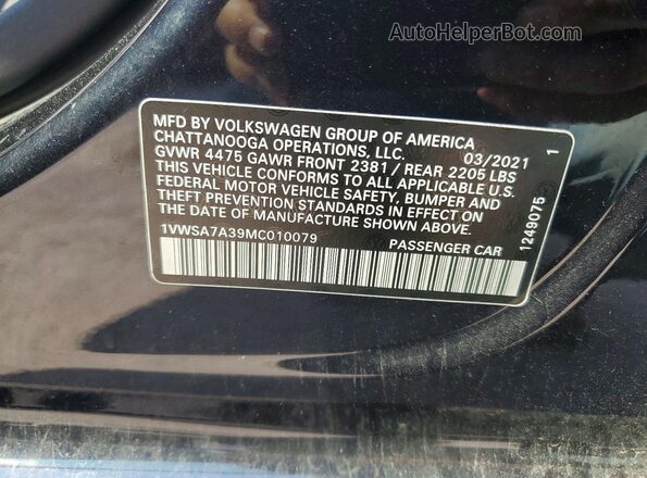 1VWSA7A39MC010079 2021 VOLKSWAGEN PASSAT Black Շարժիչի բաժամունքի տեսք