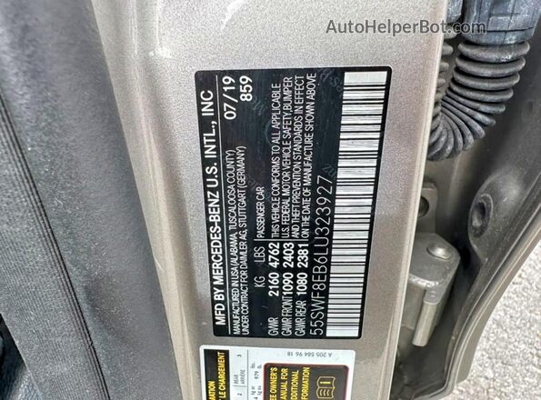 55SWF8EB6LU323927 2020 MERCEDES-BENZ C Silver Вид задньої частини салону