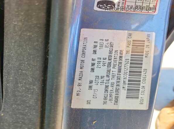 JM1BM1N30G1277628 2016 MAZDA 3 Blue Vista interior de 360 grados