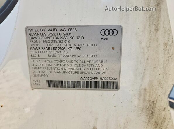 WA1C2AFP1HA035292 2017 AUDI Q5 White Սալոնի 360 աստիճան տեսք
