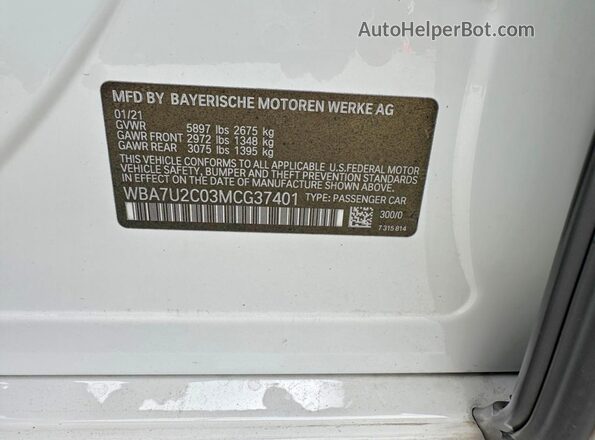 WBA7U2C03MCG37401 2021 BMW 7 SERIES White Սալոնի հետևի տեսք