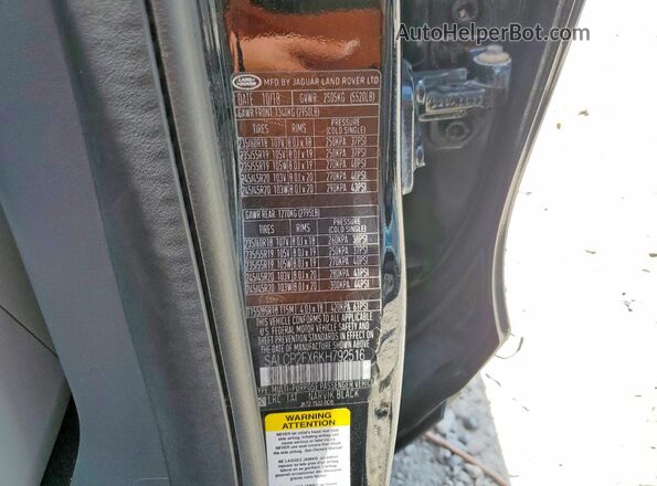 SALCP2FX6KH792516 2019 LAND ROVER DISCOVERY Black Widok naklejki z numerem VIN