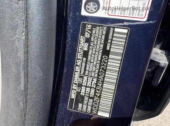 WDDZF4KB4HA073220 2017 MERCEDES-BENZ E Blue Rear interior view