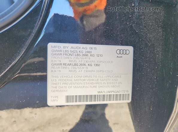WA1L2AFP5GA017215 2016 AUDI Q5 Черный Вид наклейки с VIN-кодом