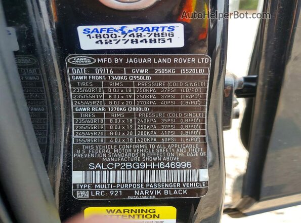 SALCP2BG9HH646996 2017 LAND ROVER DISCOVERY Black სალონის 360-გრადუსიანი ხედი