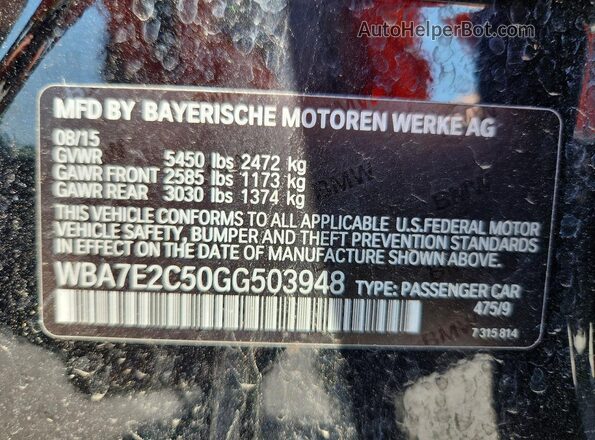 WBA7E2C50GG503948 2016 BMW 7 SERIES Black Widok naklejki z numerem VIN