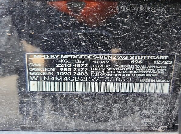 W1N4M4GB2RW353850 2024 MERCEDES-BENZ GLB-CLASS Black Widok naklejki z numerem VIN
