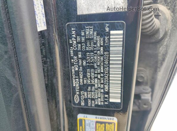 KM8J33A2XGU146028 2016 HYUNDAI TUCSON Черный Вид наклейки с VIN-кодом