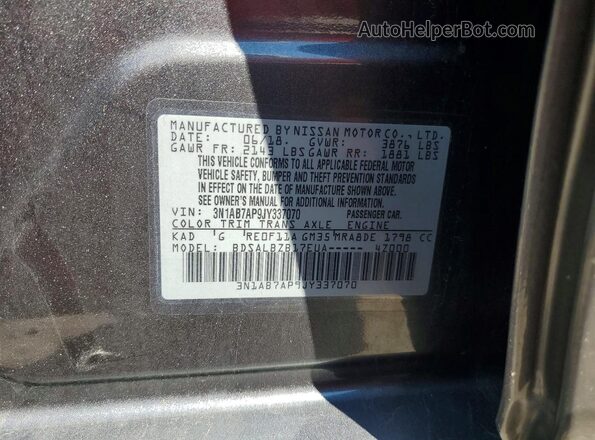 3N1AB7AP9JY337070 2018 NISSAN SENTRA Gray Вид наклейки з VIN-кодом