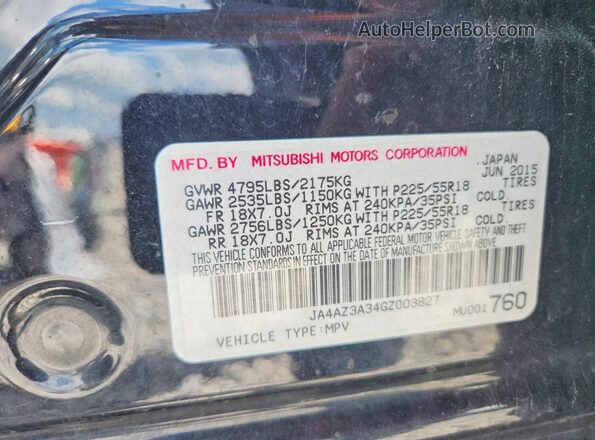 JA4AZ3A34GZ003827 2016 MITSUBISHI OUTLANDER Black 360 interior view